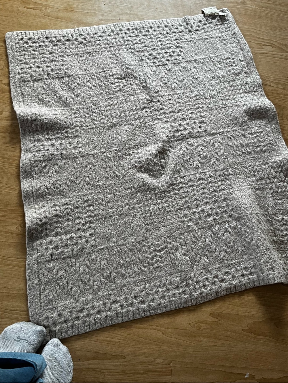 Fisherman gorpcore Wool Irish throw Cozy Cable Knit Throw Blanket - Light Gray